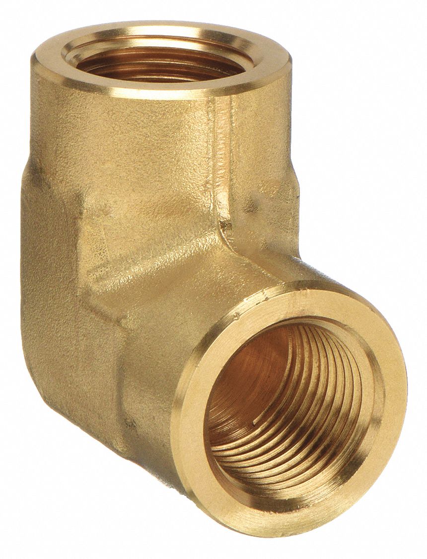 90° Elbow: Brass, 1/2 in x 1/2 in Fitting Pipe Size, Female NPT x Female NPT, 2 7/16 in Overall Lg