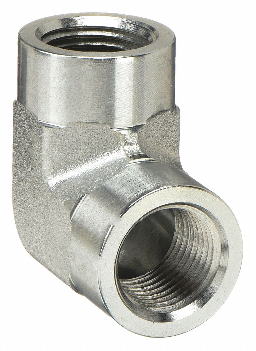 90° Elbow: Carbon Steel, 1/2 in x 1/2 in Fitting Pipe Size, Female NPT x Female NPT, 2 7/16 in Lg