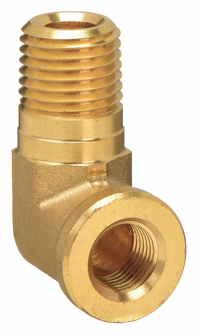 90° Reducing Street Elbow: Brass, 1/4 in x 1/8 in Fitting Pipe Size, Male NPT x Female NPT