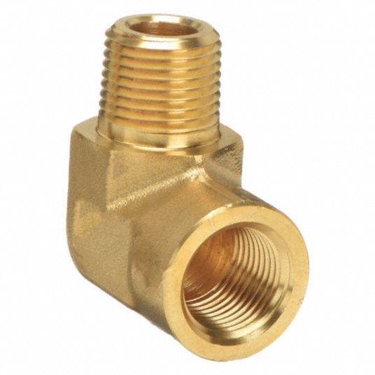 Brass, 1/4 in x 1/4 in Fitting Pipe Size, 90° Street Elbow - 1DGJ6