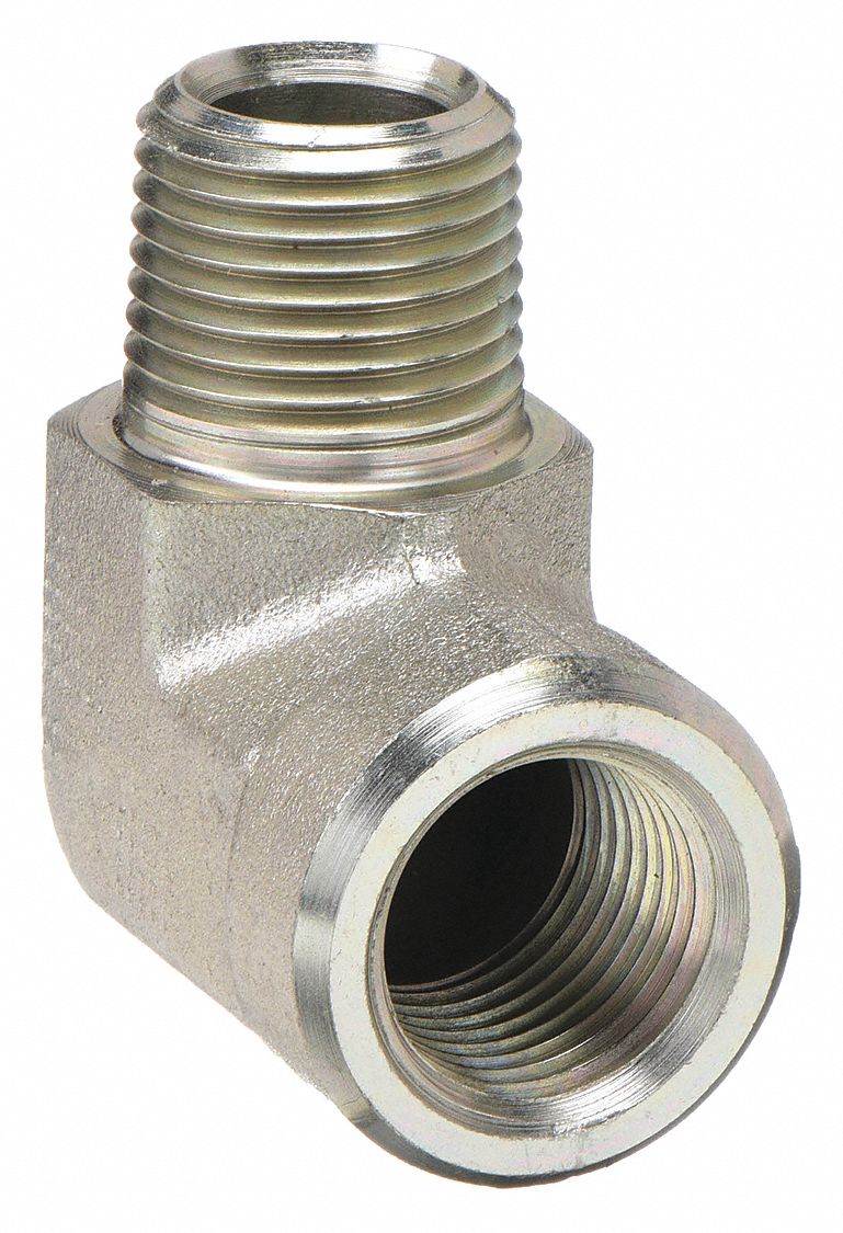 90° Street Elbow: Carbon Steel, 1/2 in x 1/2 in Fitting Pipe Size, Male NPT x Female NPT