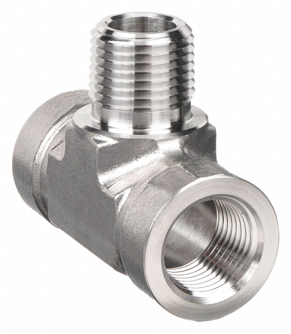Branch Tee: 316 Stainless Steel, 1/2 in x 1/2 in x 1/2 in Fitting Pipe Size, 2 7/16 in Overall Lg