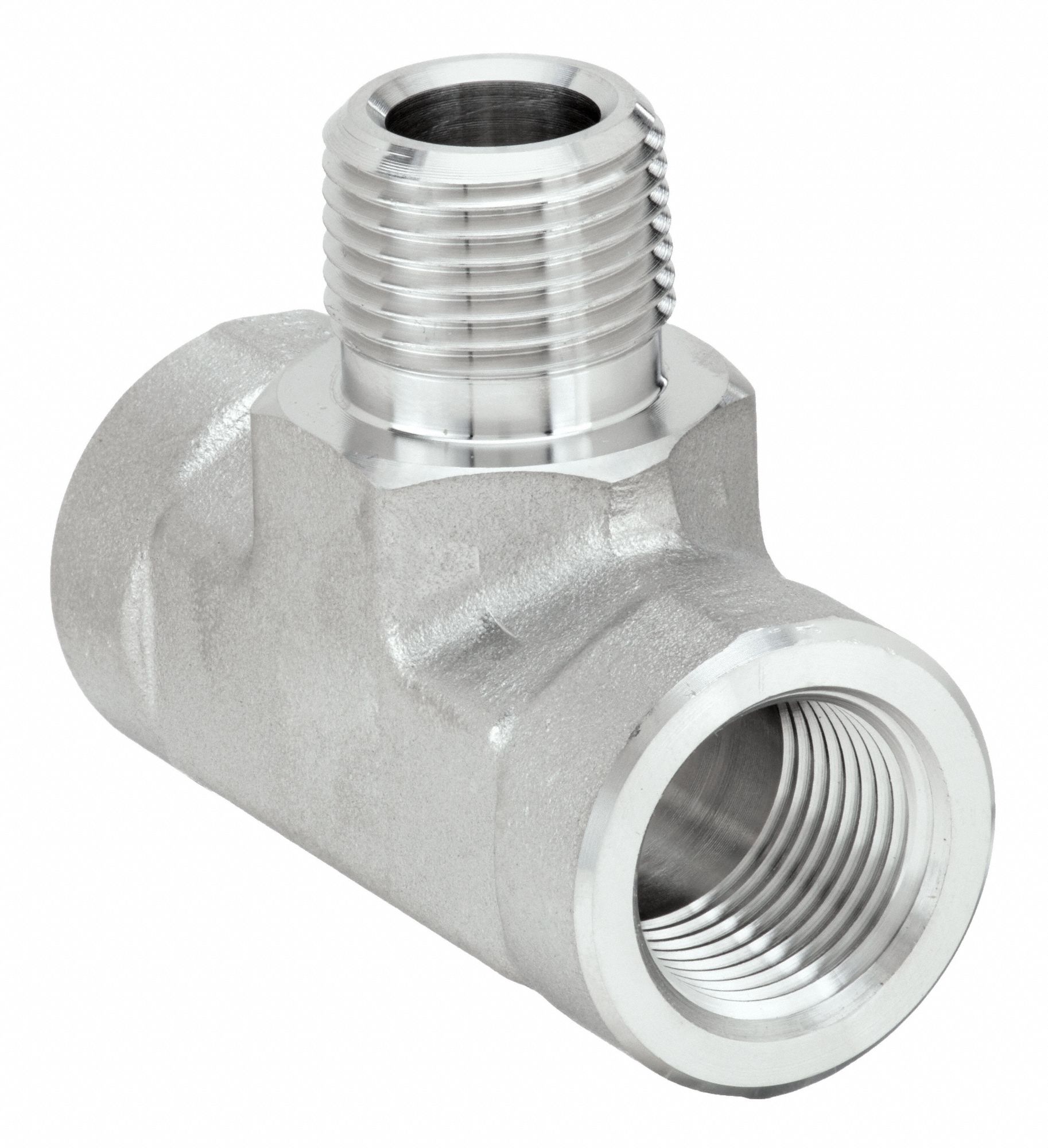 Branch Tee: 316 Stainless Steel, 1/4 in x 1/4 in x 1/4 in Fitting Pipe Size, 1 3/4 in Overall Lg