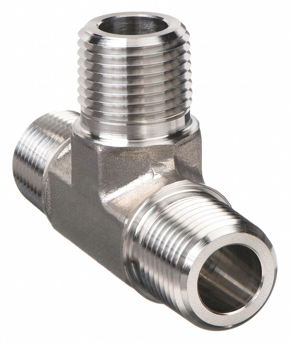 Branch Tee: 316 Stainless Steel, 1/2 in x 1/2 in x 1/2 in Fitting Pipe Size, 2 15/16 in Overall Lg