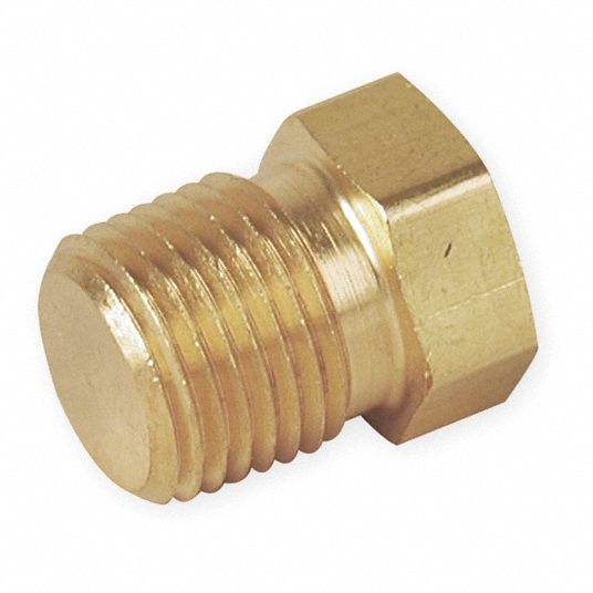 Bright Brass, 1/8 in Fitting Pipe Size, Hex Head Plug - 1DGT3