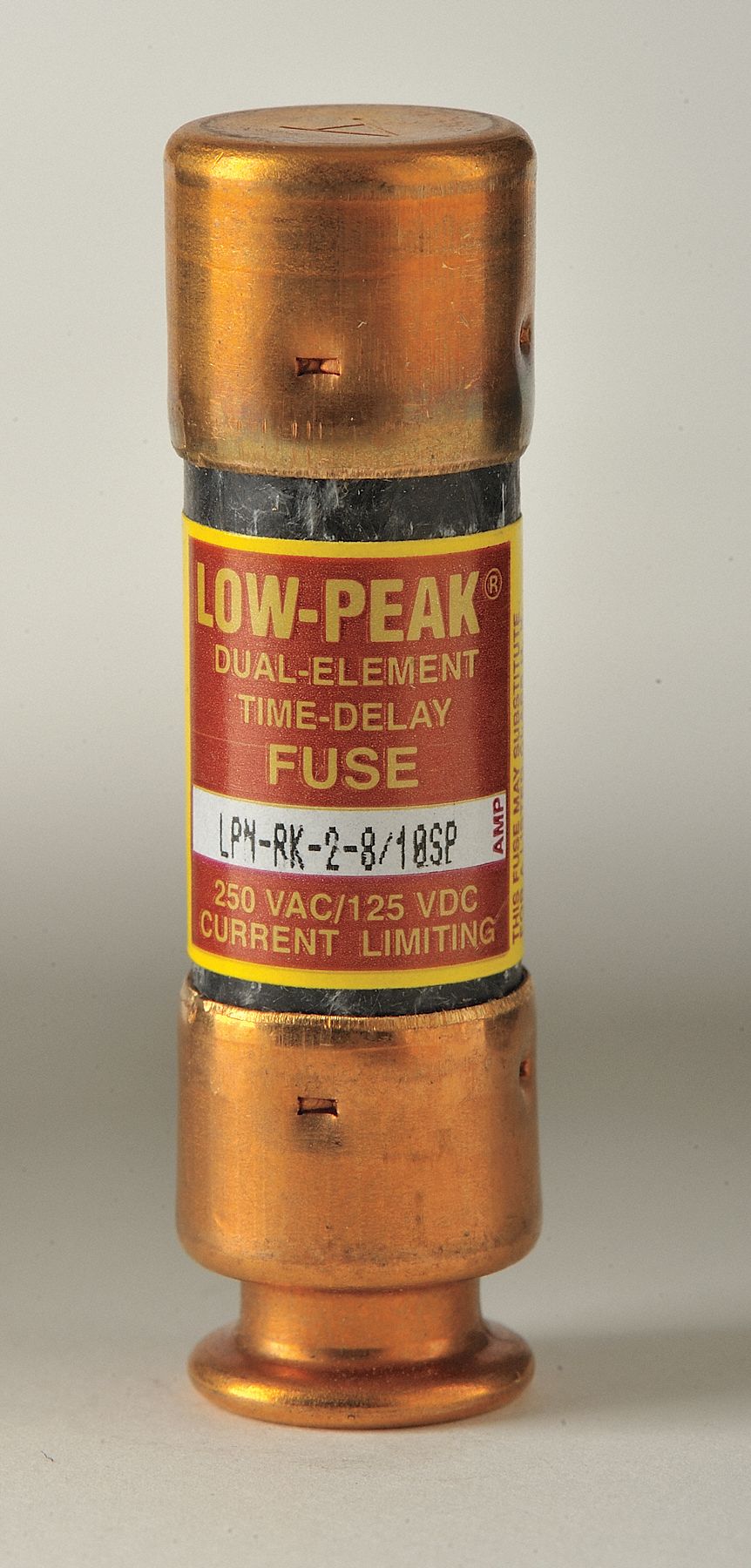 Fuse: Class RK1, LPN-RK-SP Series, Time-Delay, 2.8 A, 250 V AC, 125 V DC, Non-Indicating
