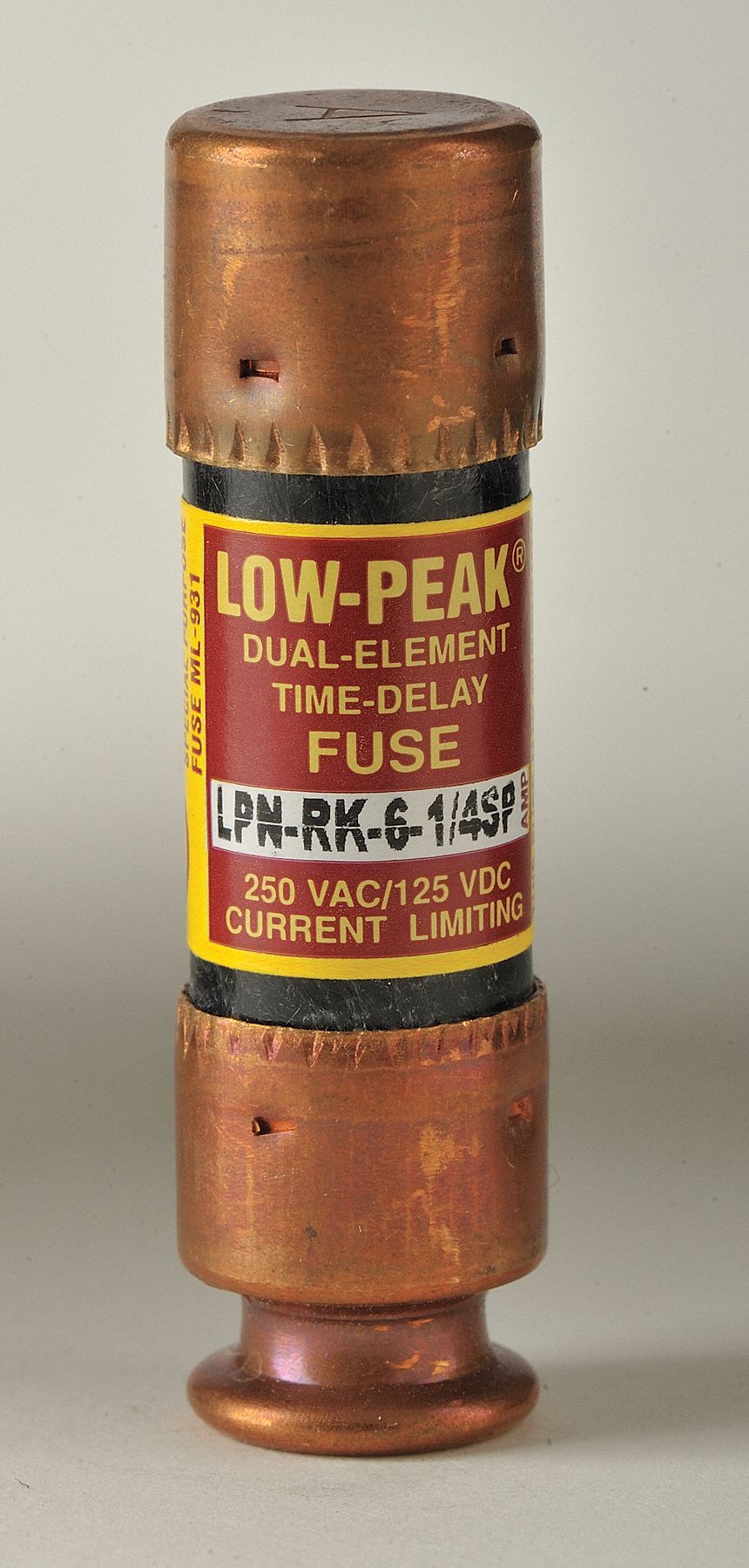 Fuse: Class RK1, LPN-RK-SP Series, Time-Delay, 6.25 A, 250 V AC, 125 V DC, Non-Indicating
