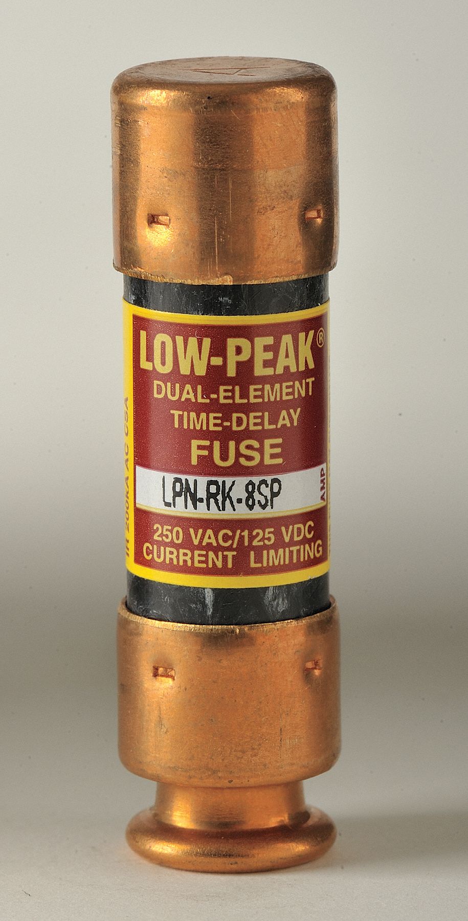 Fuse: Class RK1, LPN-RK-SP Series, Time-Delay, 8 A, 250 V AC, 125 V DC, Non-Indicating