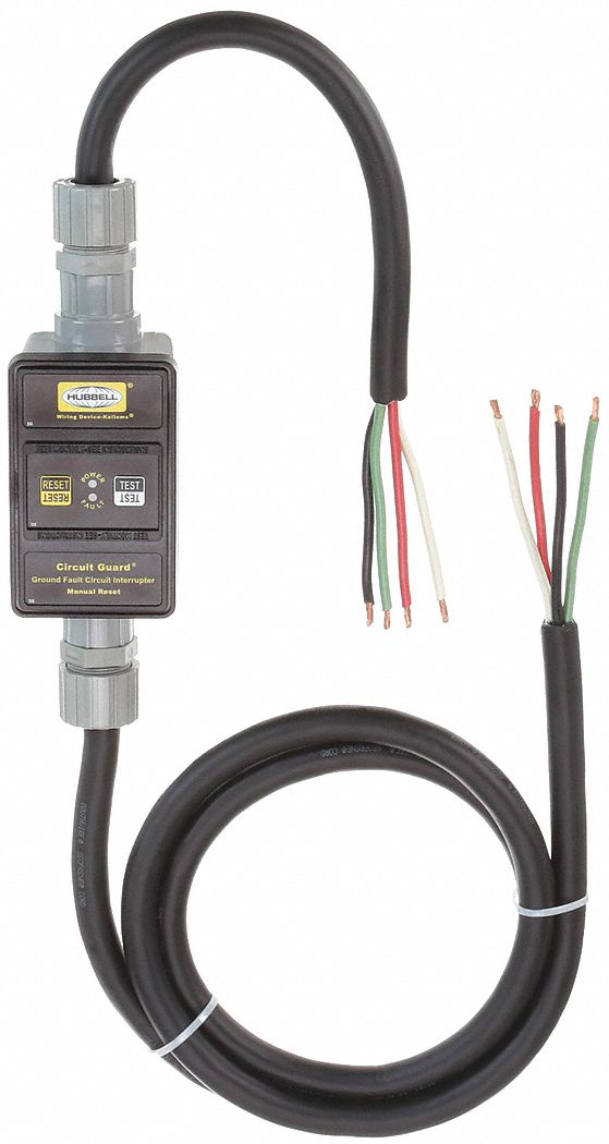 Line Cord GFCI: 6 ft Cord Lg, 30 A Max. Amps, 120/240V AC, Bare Wire