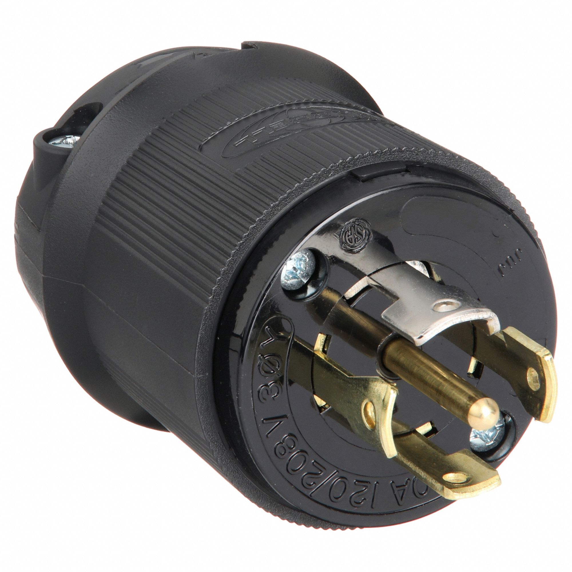 LOCKING PLUG, L21-30P, 120/208V AC, 30 A, 4 POLES, BLACK, SCREW TERMINALS