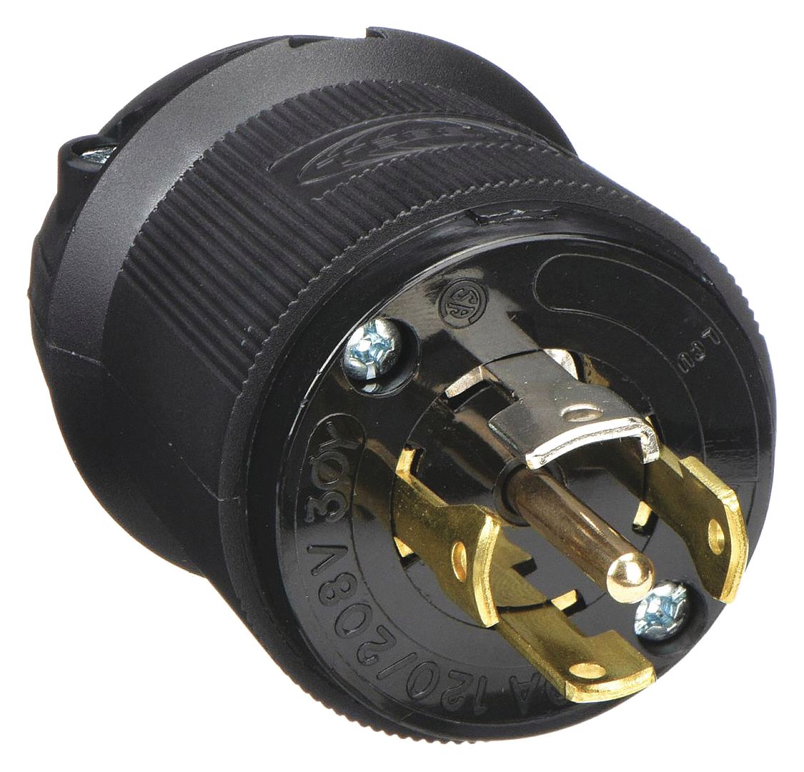L21-30P, 120/208V AC, Locking Plug - 1DJK4|HBL2811BK - Grainger