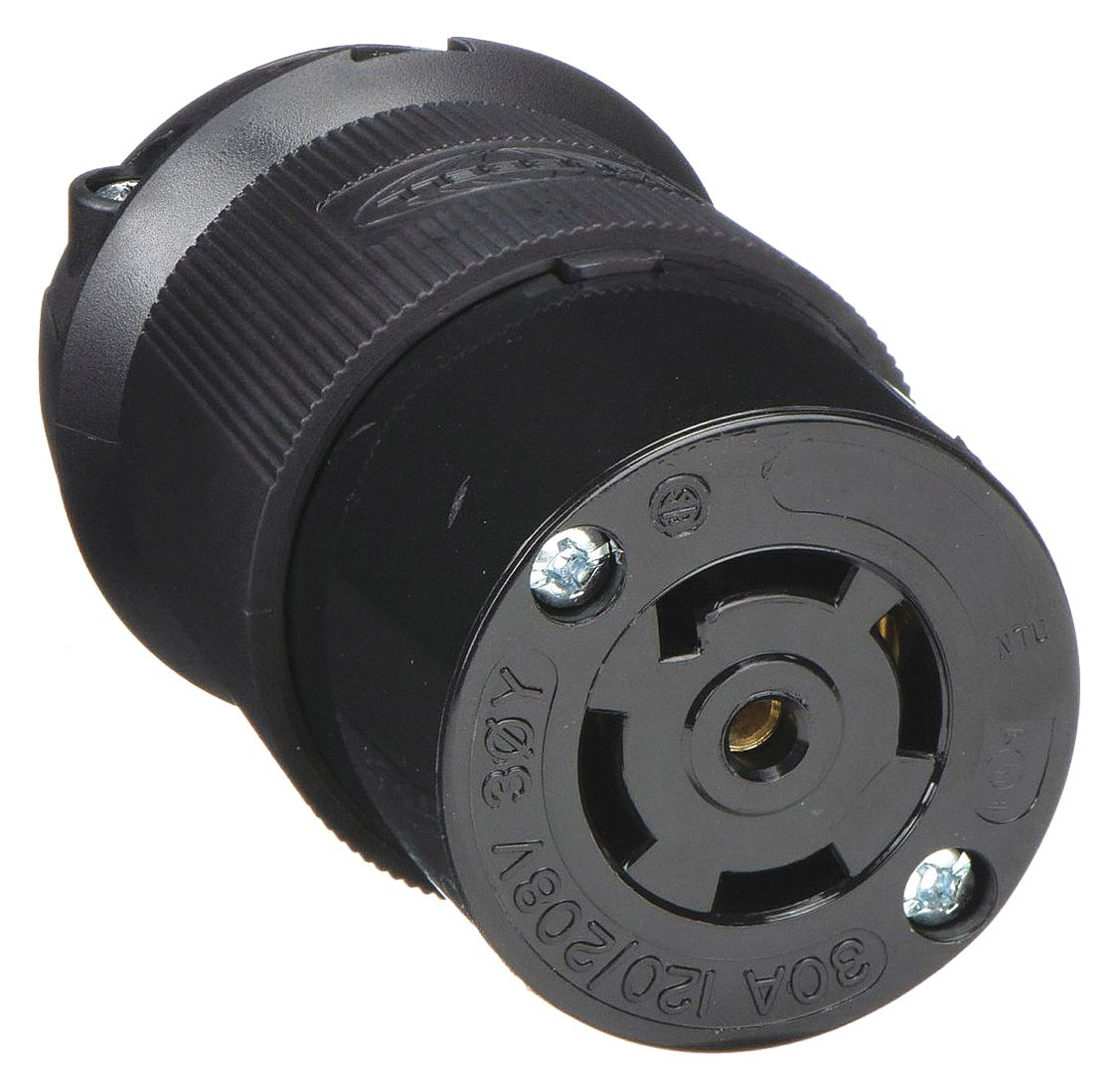 LOCKING CONNECTOR, L21-30R, 30 A, 120/208V AC, 4 POLES, BLACK, SCREW TERMINALS