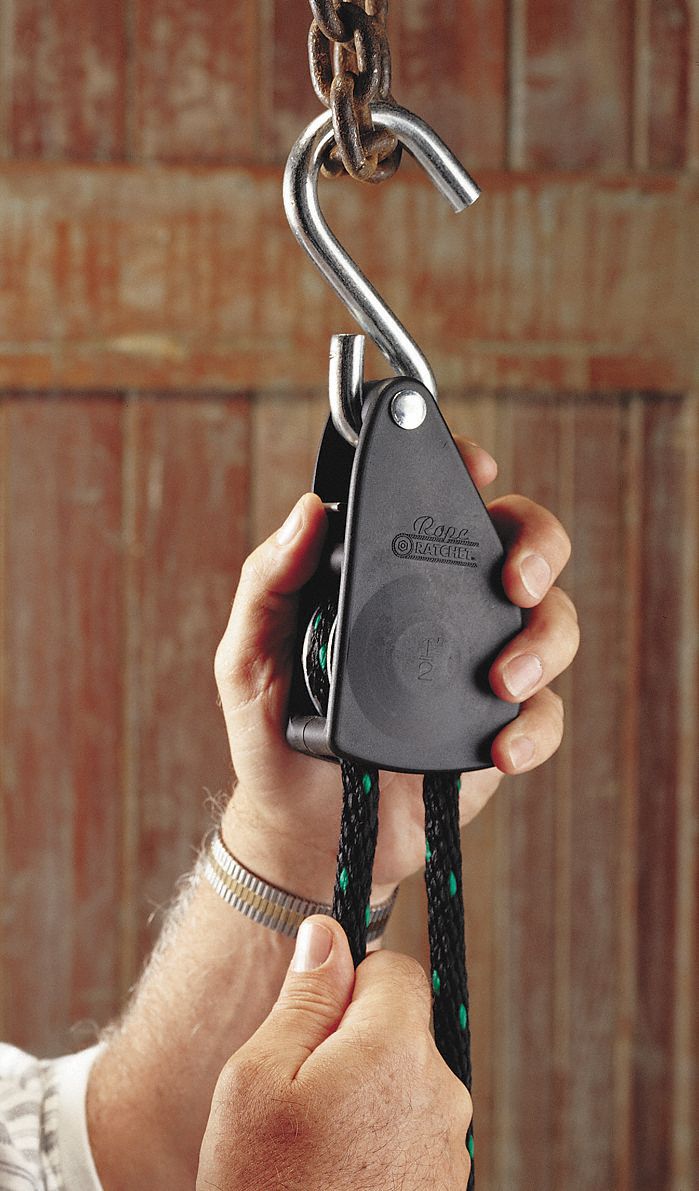 ROPE RATCHET Black Rope Ratchet, 1/2 in Diameter, 15 ft Length, Steel