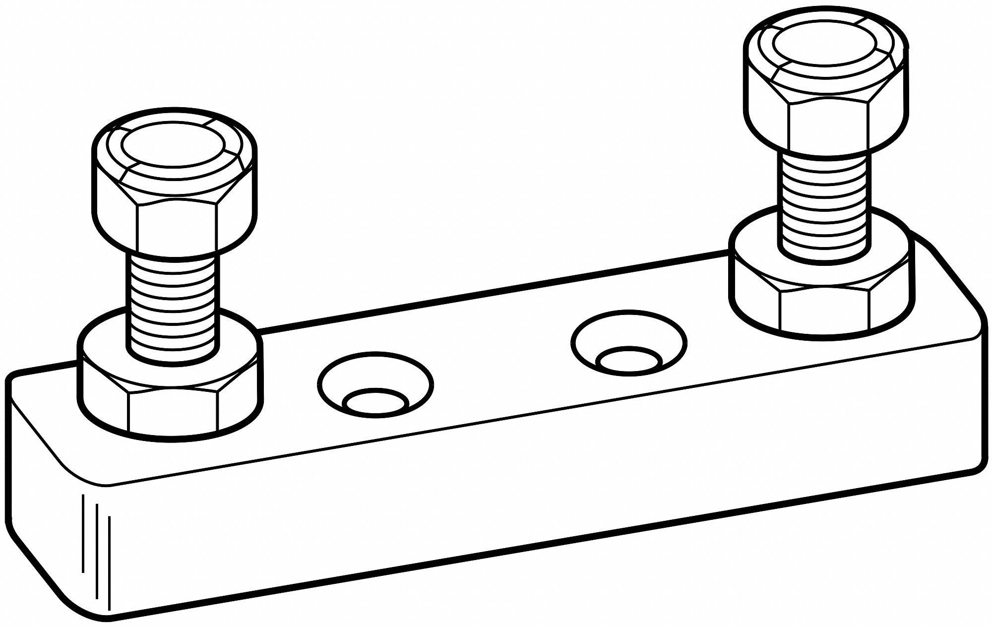 BUSSMANN Fuse Block 1 Poles, 10 to 800 A, 125V AC/80V DC, BoltDown