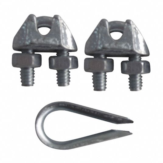 Campbell - Wire Rope Clip, Thimble Clip & Thimble: 1/8″ Rope Dia, Steel -  01169937 - MSC Industrial Supply