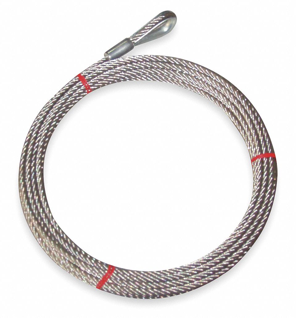 WIRE ROPE, VINYL, GALVANIZED STEEL, 7 X 19, 1,400 LB WORKING LOAD LIMIT, 50 FT OVERALL L