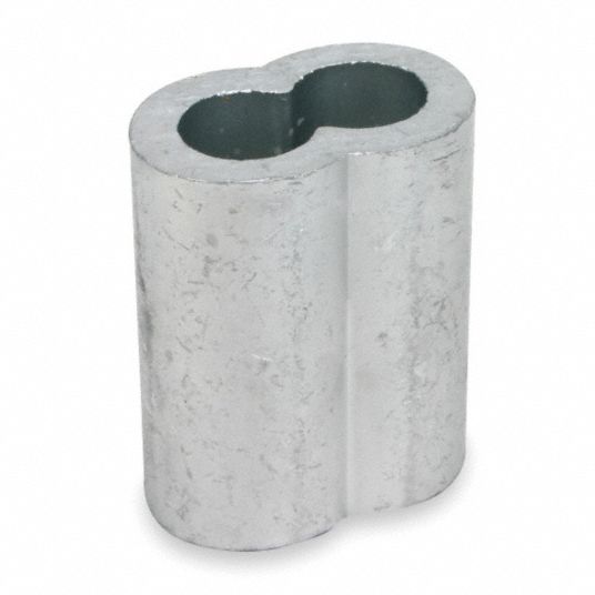 Value Collection - Wire Rope Round Stop Compression Sleeve: 3/16″ Rope Dia,  Aluminum - 67897561 - MSC Industrial Supply