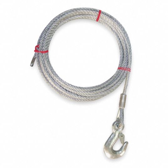 DAYTON 75 ft Galvanized Steel Winch Cable with 1,120 lb Working Load ...