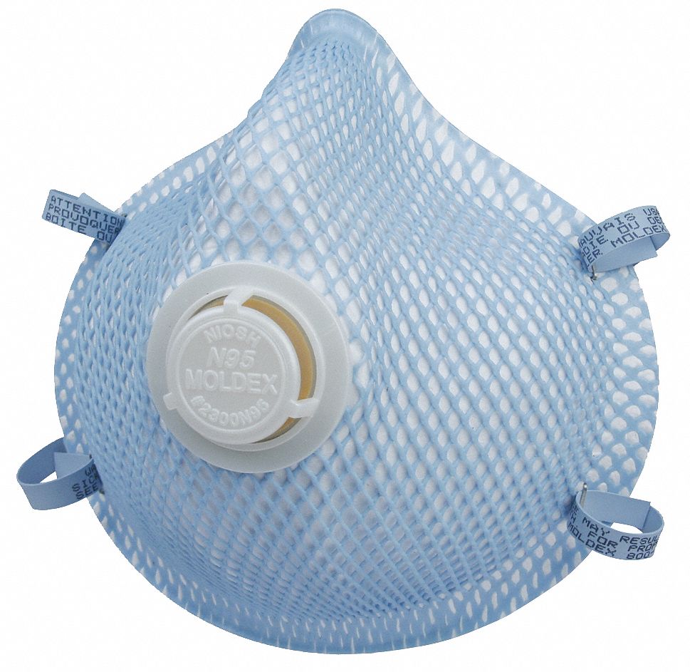 DISPOSABLE PARTICULATE RESPIRATOR W/ EXHALE VALVE, DURA-MESH, M/L, NIOSH, 10/BOX