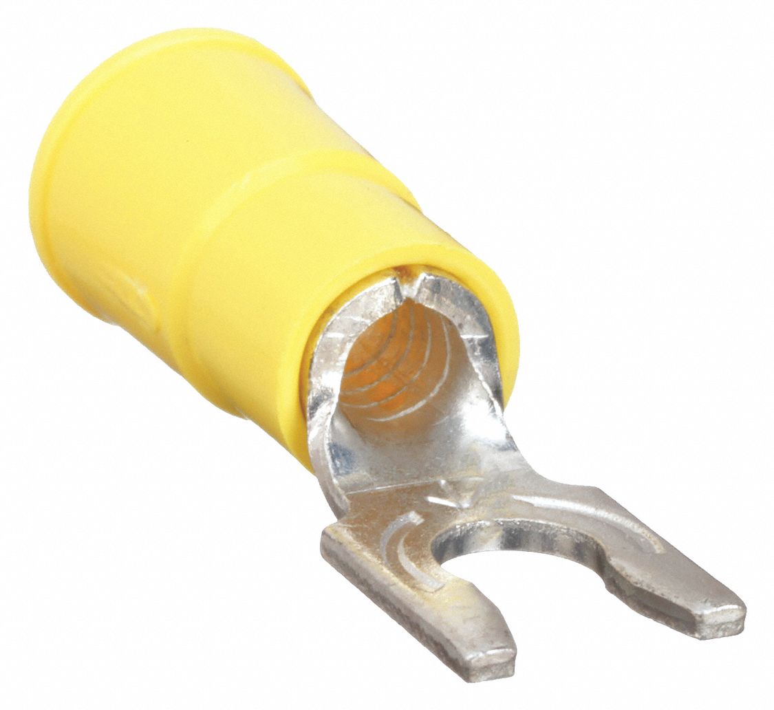 3M, Yellow, 8 Stud Size, Fork Terminal 1DMB8MV108FLX Grainger