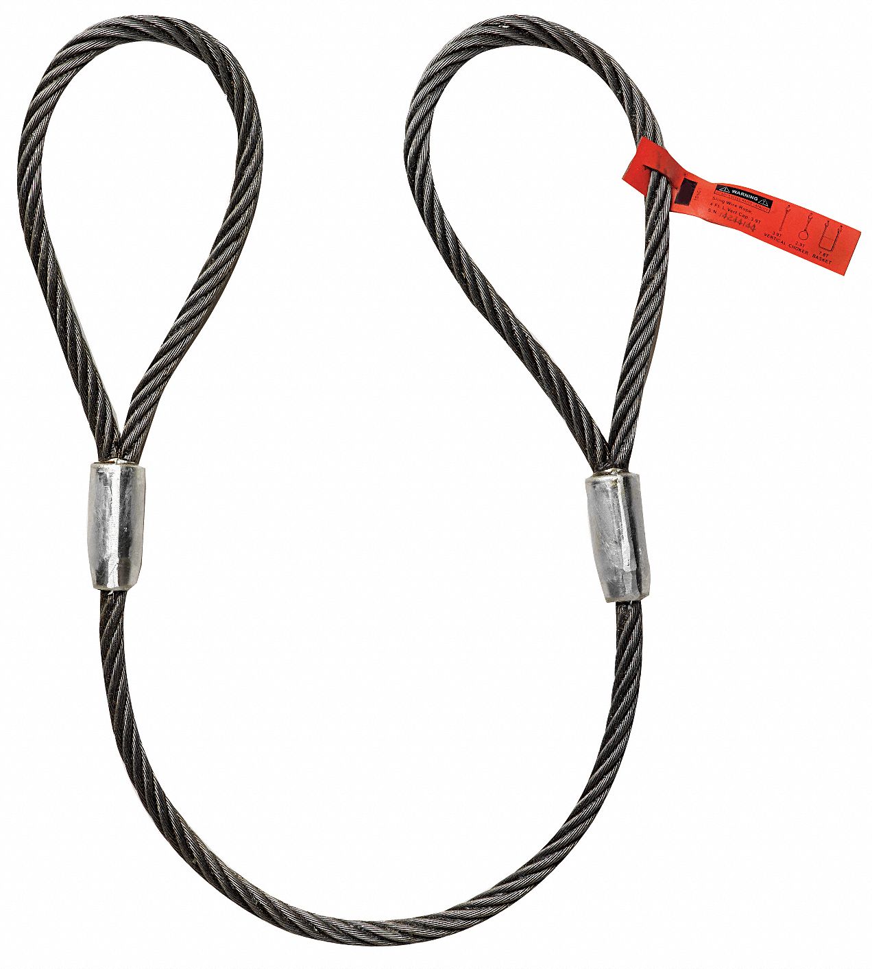 DAYTON, 5/8 in Rope Dia, 4 ft Sling Lg, Wire Rope Sling 1DNG11DNG1