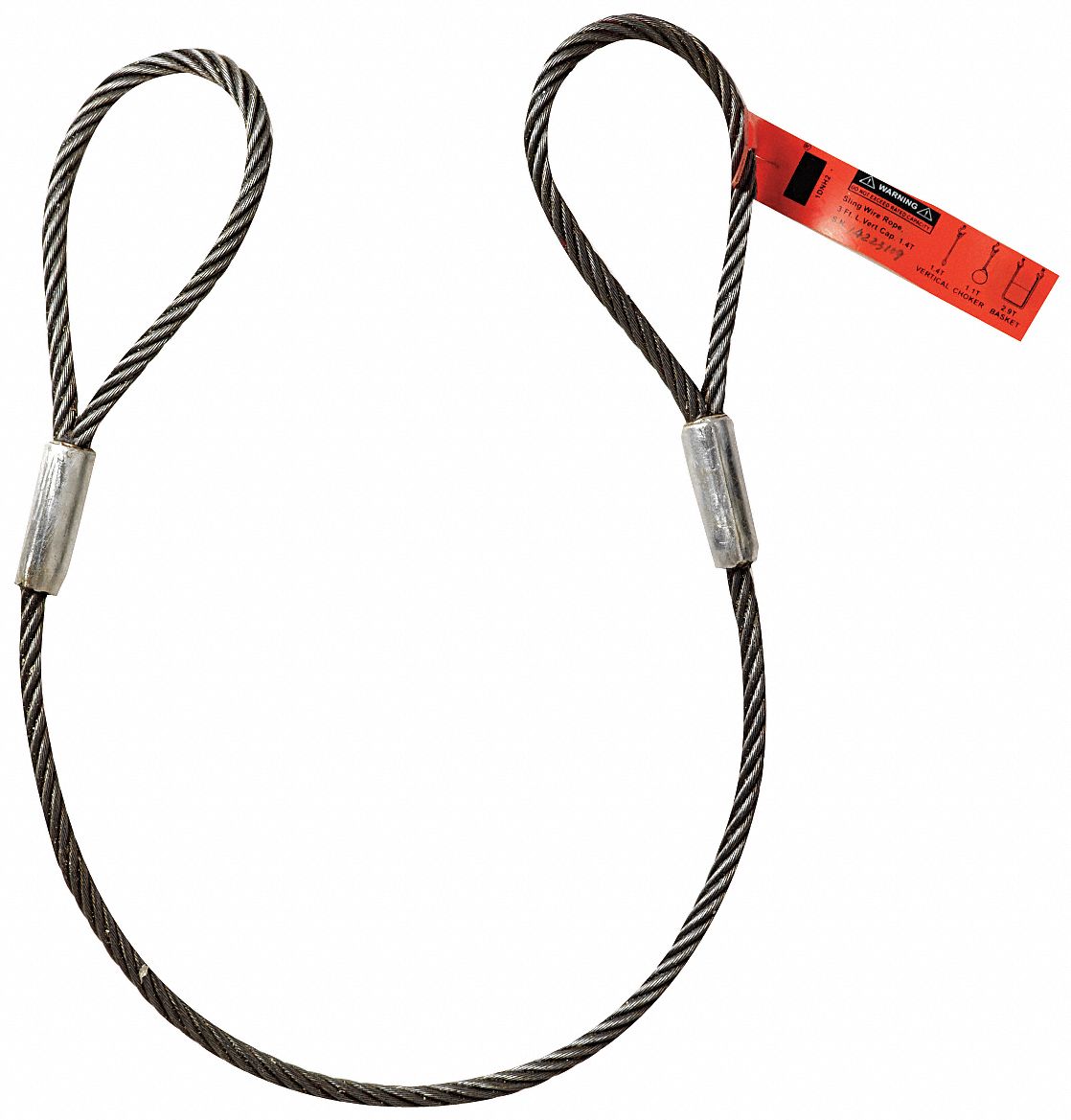 Wire rope choker slings with various working loads and lengths