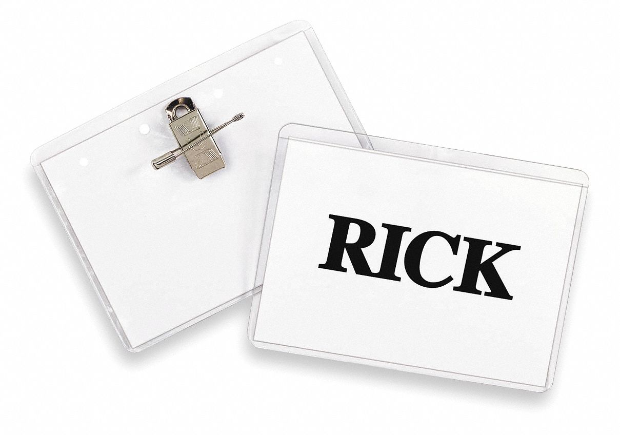 NAME BADGE,PIN/CLIP,BADGE,PK50