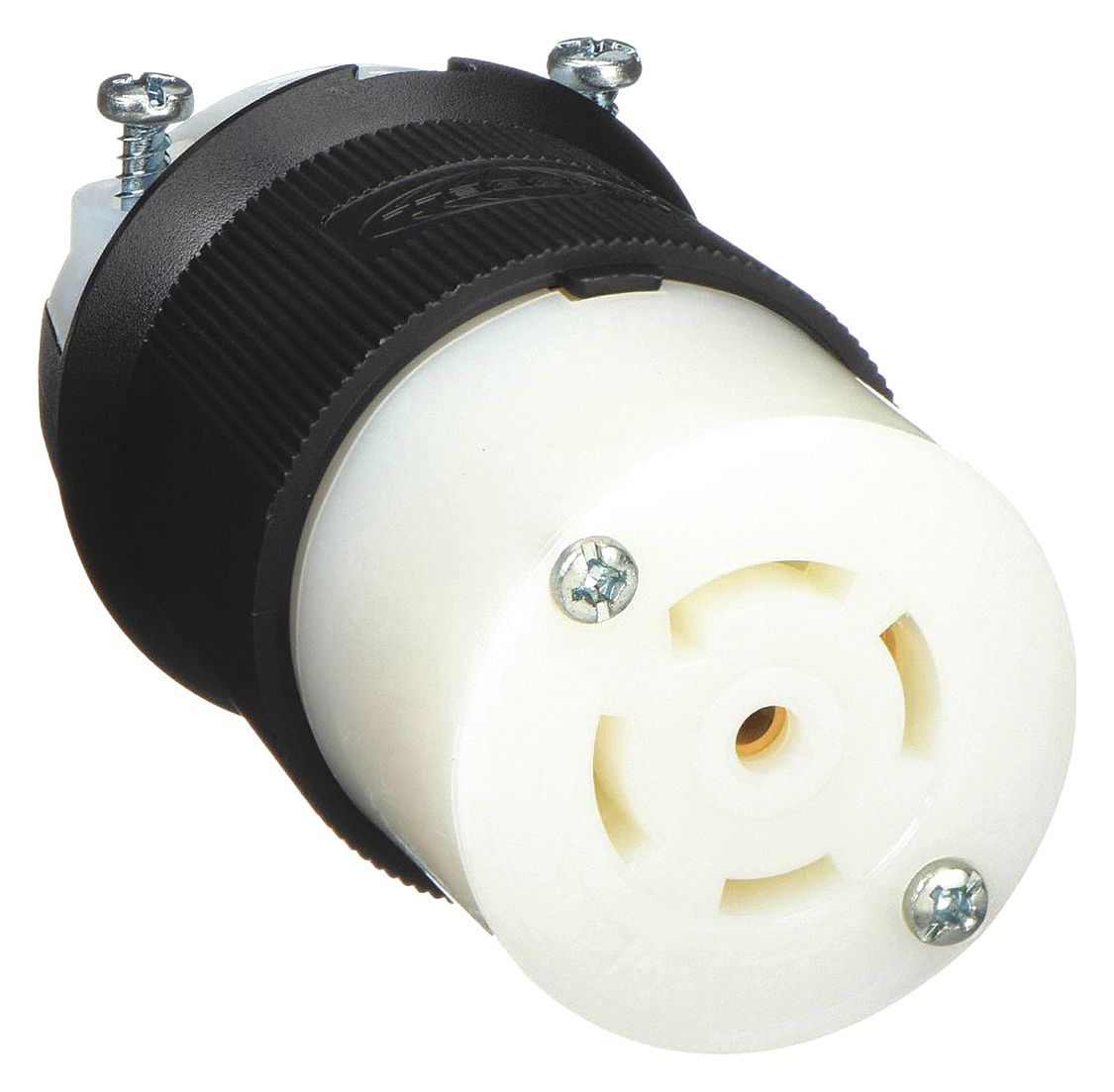 LOCKING CONNECTOR, L21-30R, 30 A, 120/208V AC, 4 POLES, BLACK/WHITE, SCREW TERMINALS