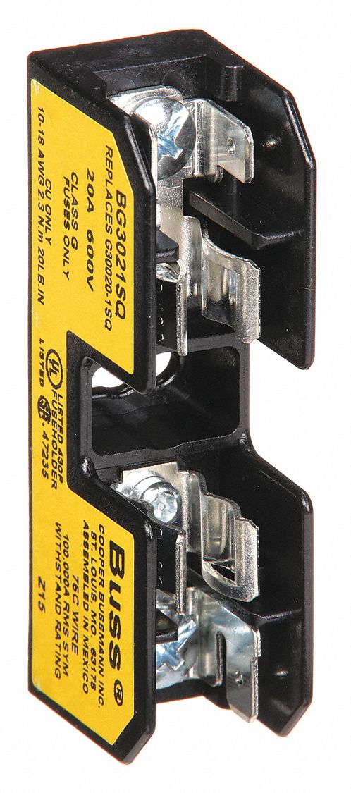 FUSE BLOCK, FITS INDUSTRIAL FUSE TYPE, 1 POLE, 20 A, 600V AC/170V DC