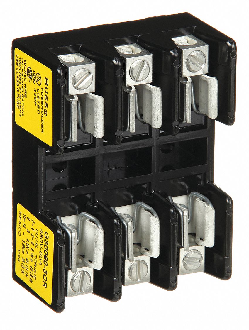 FUSE BLOCK, FITS INDUSTRIAL FUSE TYPE, 3 POLES, 31 TO 60 A, 480V AC/300V DC
