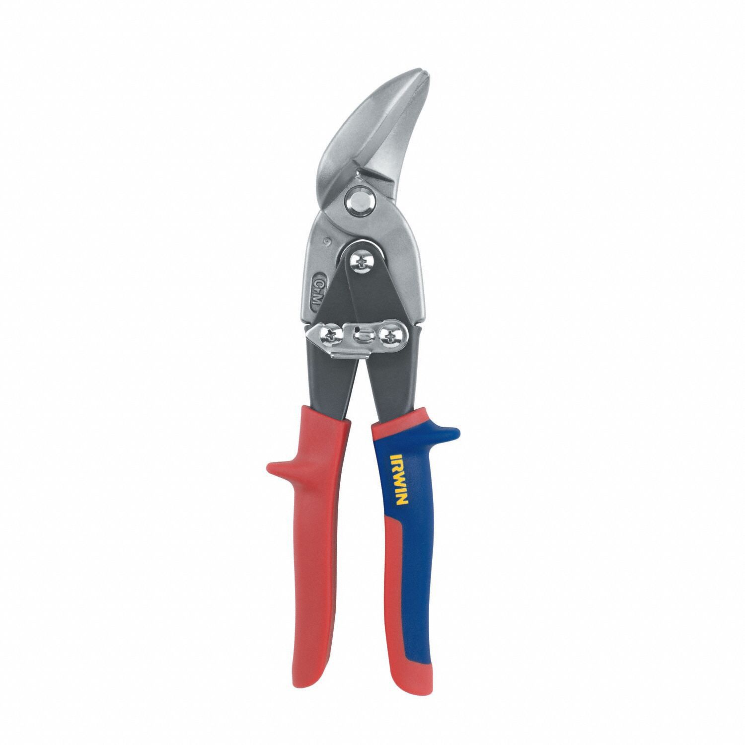 Offset Snip: Straight, 9 1/2 in Overall Lg, 1 1/4 in Cutting Lg, Steel, Multi-Component, Steel