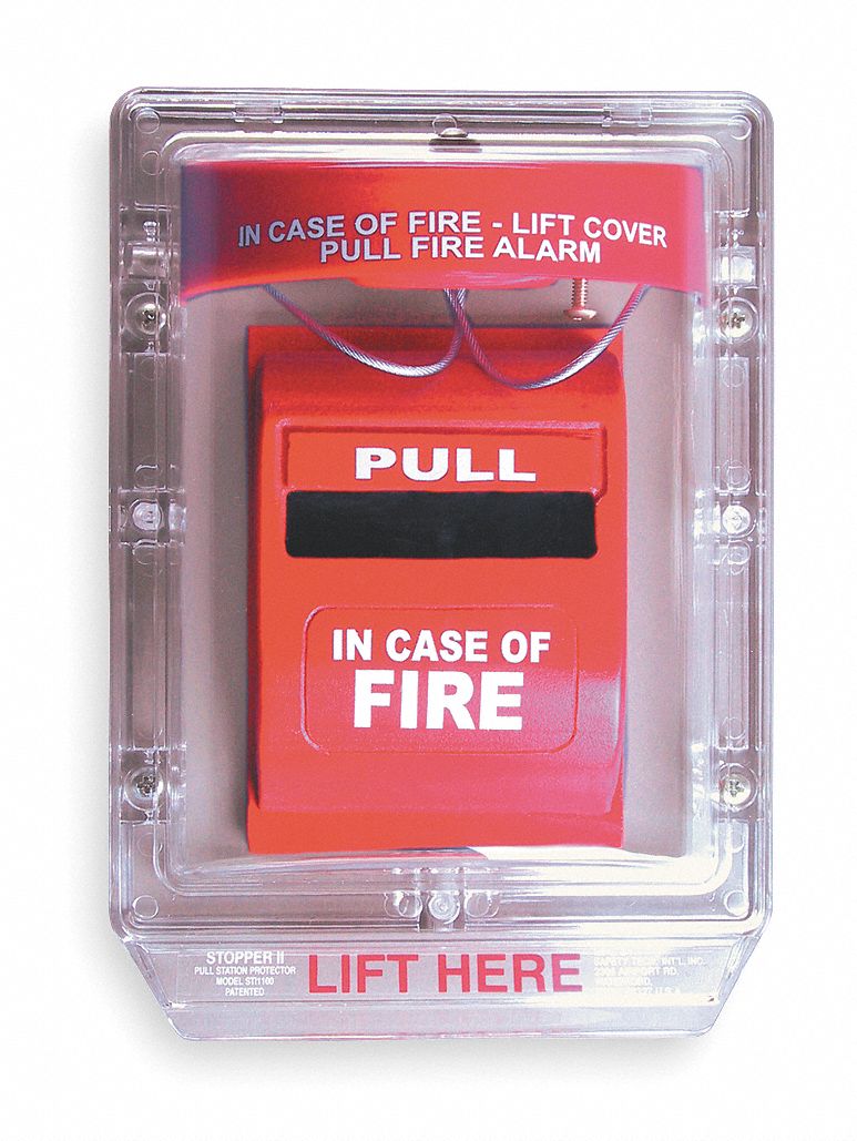 Fire alarm pull station cover has options for horn & WP STI-1200 1100 modular 