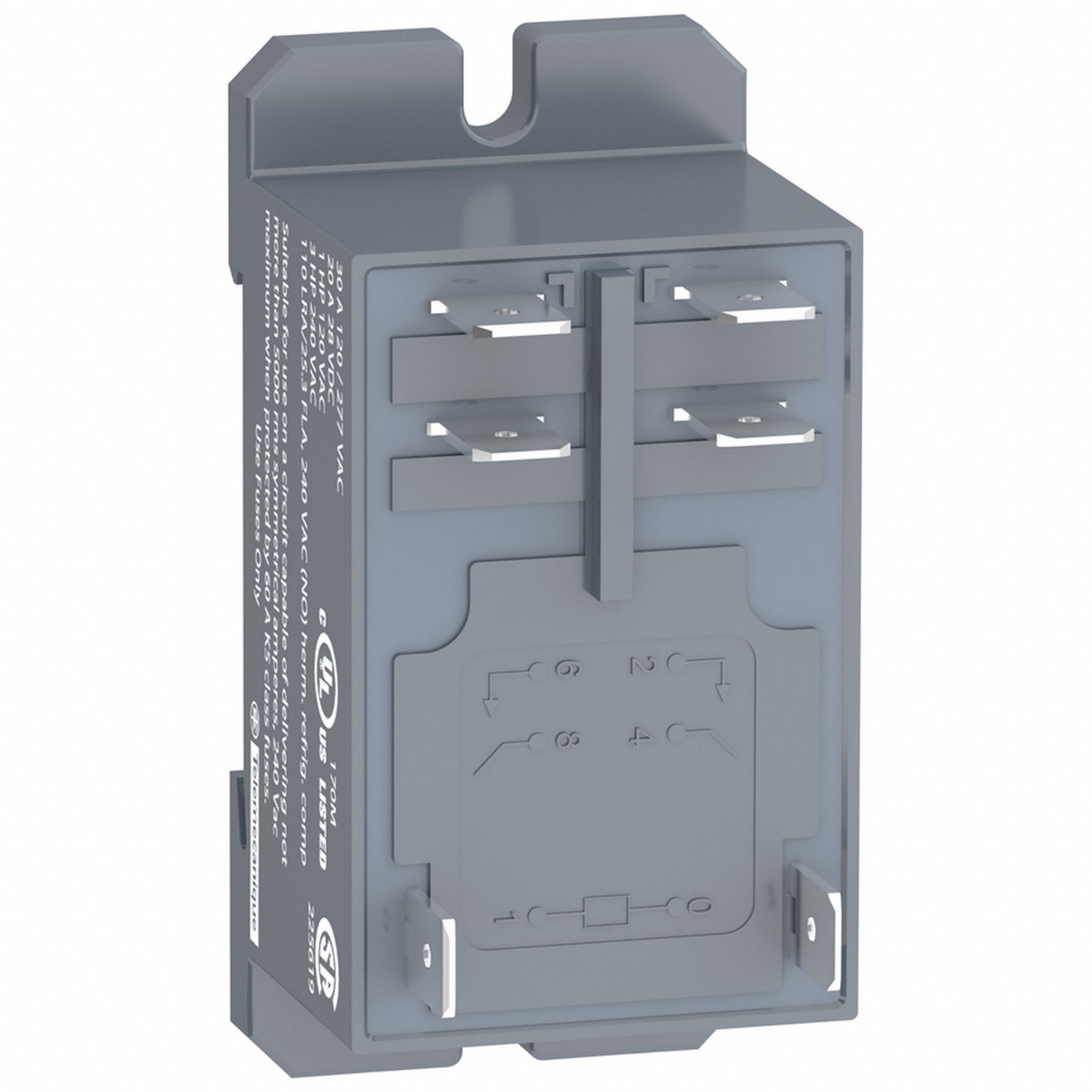 ENCLOSED POWER RELAY, DIN-RAIL AND SURFACE MOUNTED, 30 A CURRENT RATING, 230V AC, DPST-NO