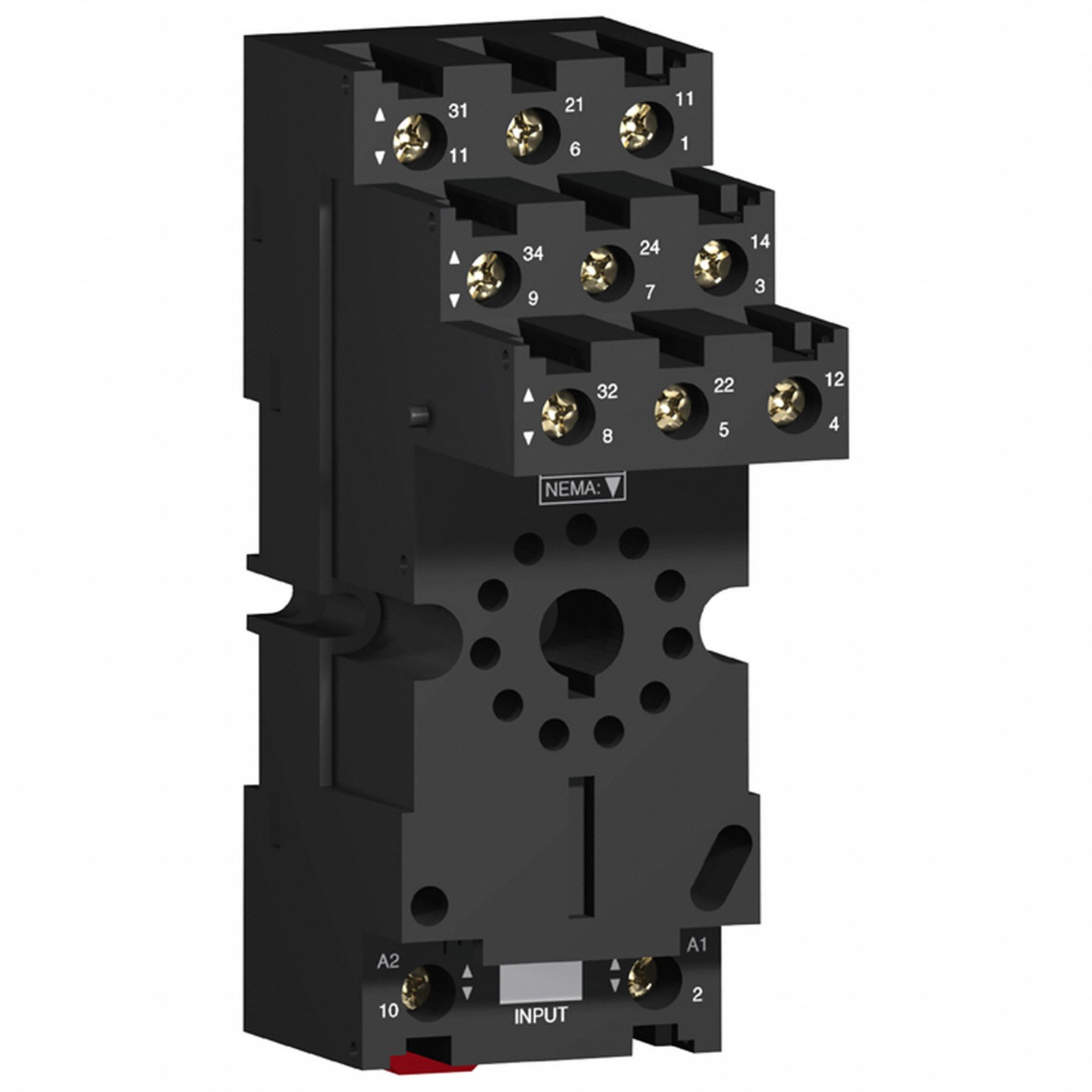 RELAY SOCKET, 12 A RATING, DIN-RAIL AND SURFACE SOCKET MOUNTING, 11 PINS, B SOCKET