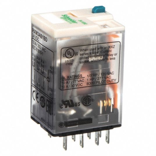 SCHNEIDER, Socket Mounted, 10 A Current Rating, General Purpose Relay ...