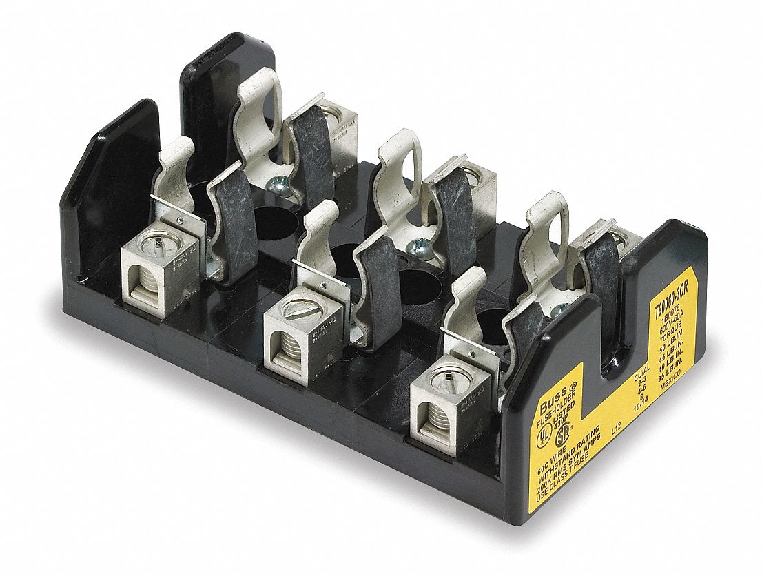 BUSSMANN Fuse Block, Industrial, 31 to 60 A, Fuse UL Class T, 600V AC