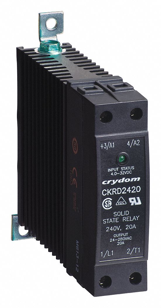 SOLID STATE RELAY, DIN-RAIL MOUNTED, 30 A MAX OUTPUT CURRENT, SCR, AC OUTPUT