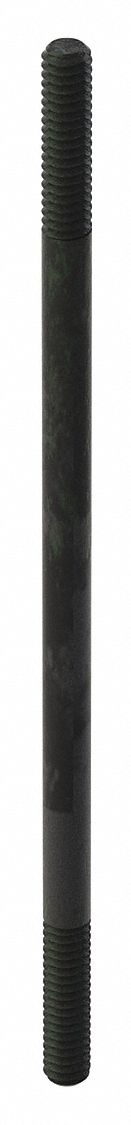 Double-End Threaded Stud: Grade 5, Black Oxide, Steel, 4 in Lg, 1/4"-20 Thread Size, 2 PK