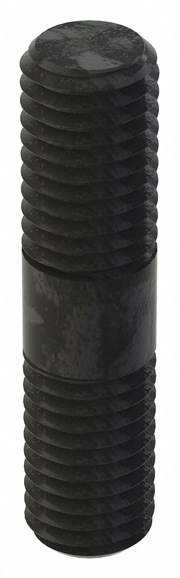 DOUBLE-END THREADED STUD, STEEL, GRADE 5, BLACK OXIDE, 65MM L, 20MM THREAD L A, ROUND, 2 PK