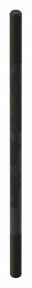 Double-End Threaded Stud: Grade 5, Black Oxide, Steel, 125 mm Lg, M10x1.50 Thread Size, 2 PK