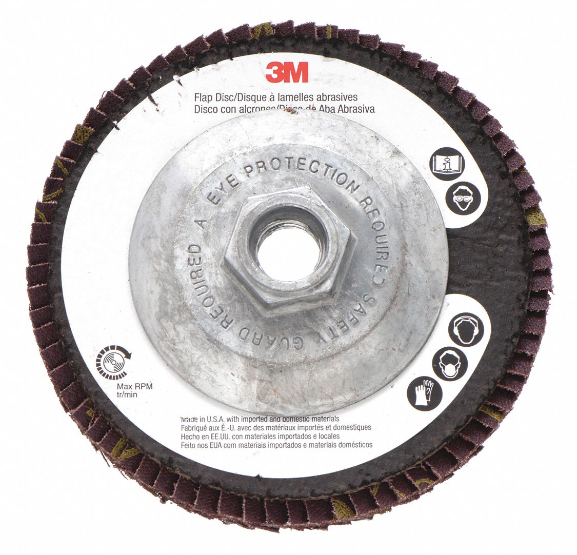 3M, Type 27, 4 1/2 in x 5/8"11, Flap Disc 1DXP17000144081 Grainger