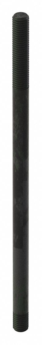 DOUBLE-END THREADED ROD, STEEL, GRADE 5, BLACK OXIDE, 12 IN L, 3 IN THREAD L A, 2 PK