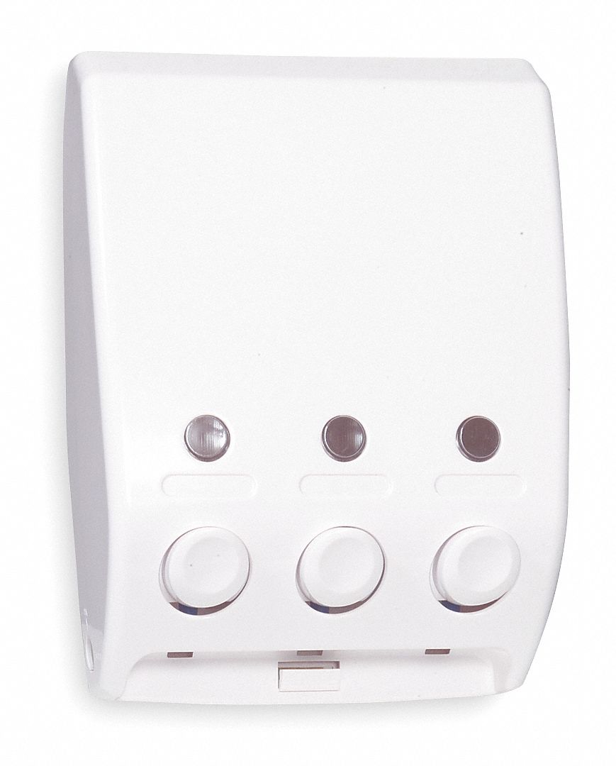 SOAP/CONDITIONER DISPENSER, MANUAL, 400 ML REFILL SIZE, LIQUID, WHITE, ABS PLASTIC