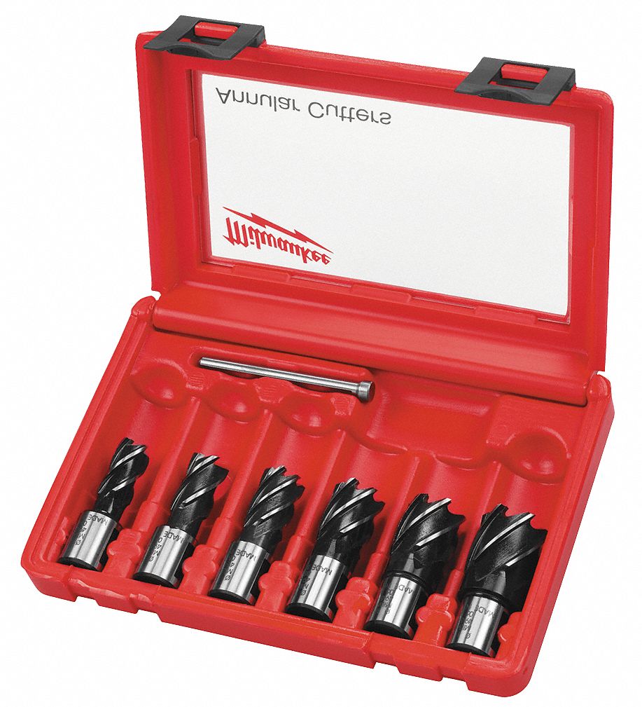 MILWAUKEE 6PC Annular Cutter Set, 1 in Cutting Depth, High Speed Steel
