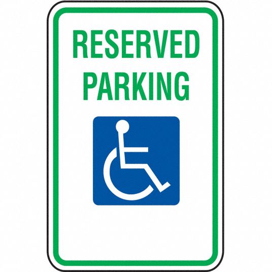 Handicap Parking Sign, MUTCD Code R7-8, Rectangle, Aluminum - Grainger