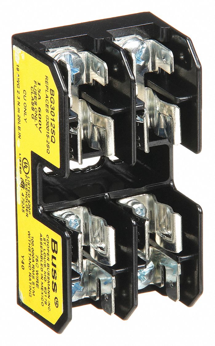 FUSE BLOCK, FITS INDUSTRIAL FUSE TYPE, 2 POLES, 0 TO 15 A, 600V AC/170V DC