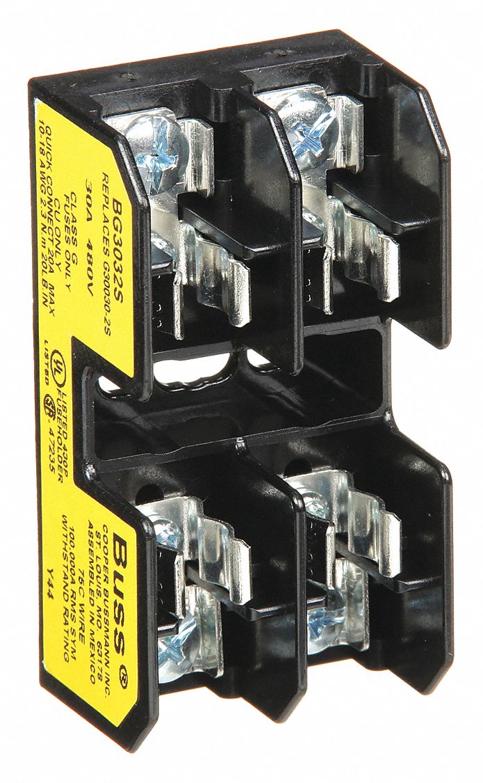 BUSSMANN, Fits Industrial Fuse Type, 2 Poles, Fuse Block