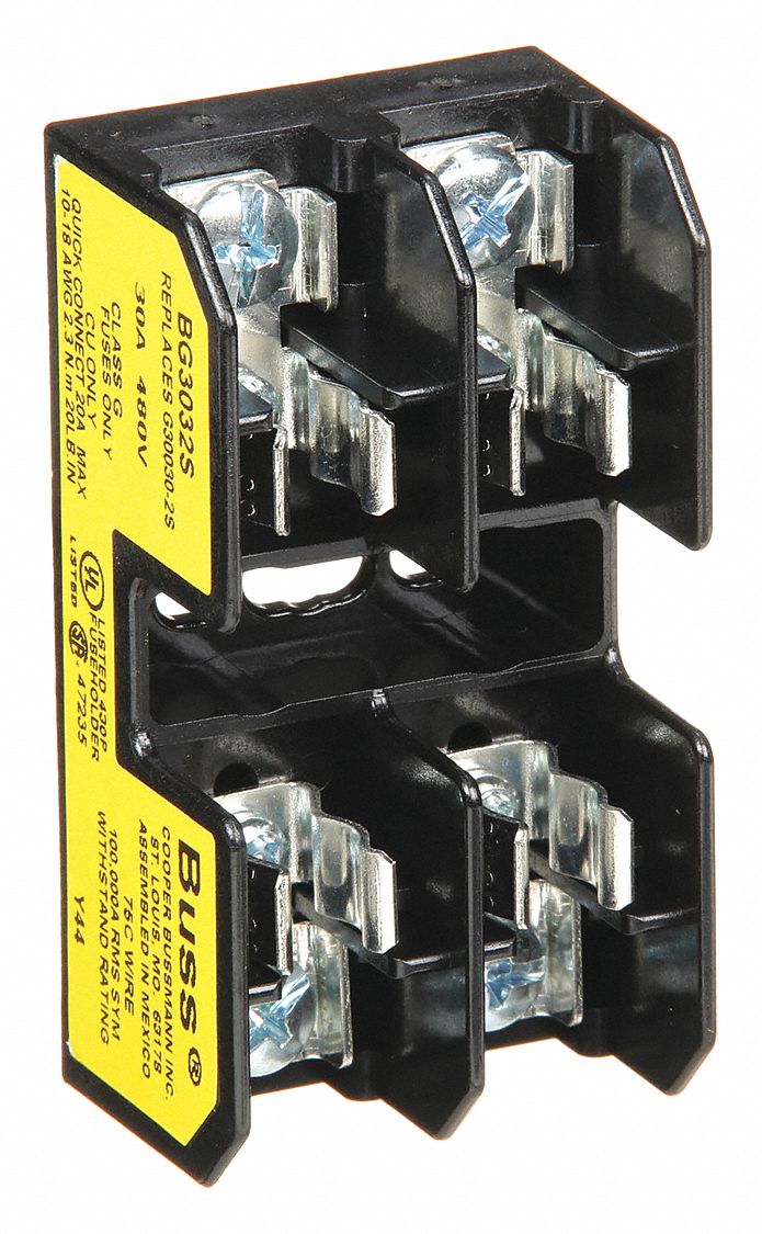 FUSE BLOCK, FITS INDUSTRIAL FUSE TYPE, 2 POLES, 25 TO 30 A, 480V AC/300V DC