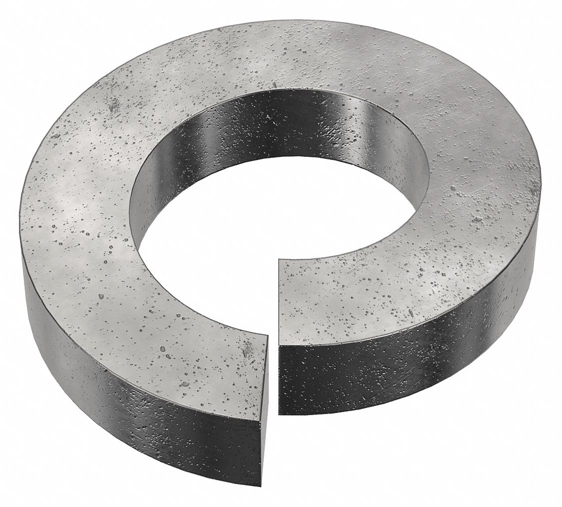 Split Lock Washer: Steel, 1 1/8 in Screw Sz, 1 1/8 in Max. Inside Dia, 3/8 in Max Thick, 10 PK