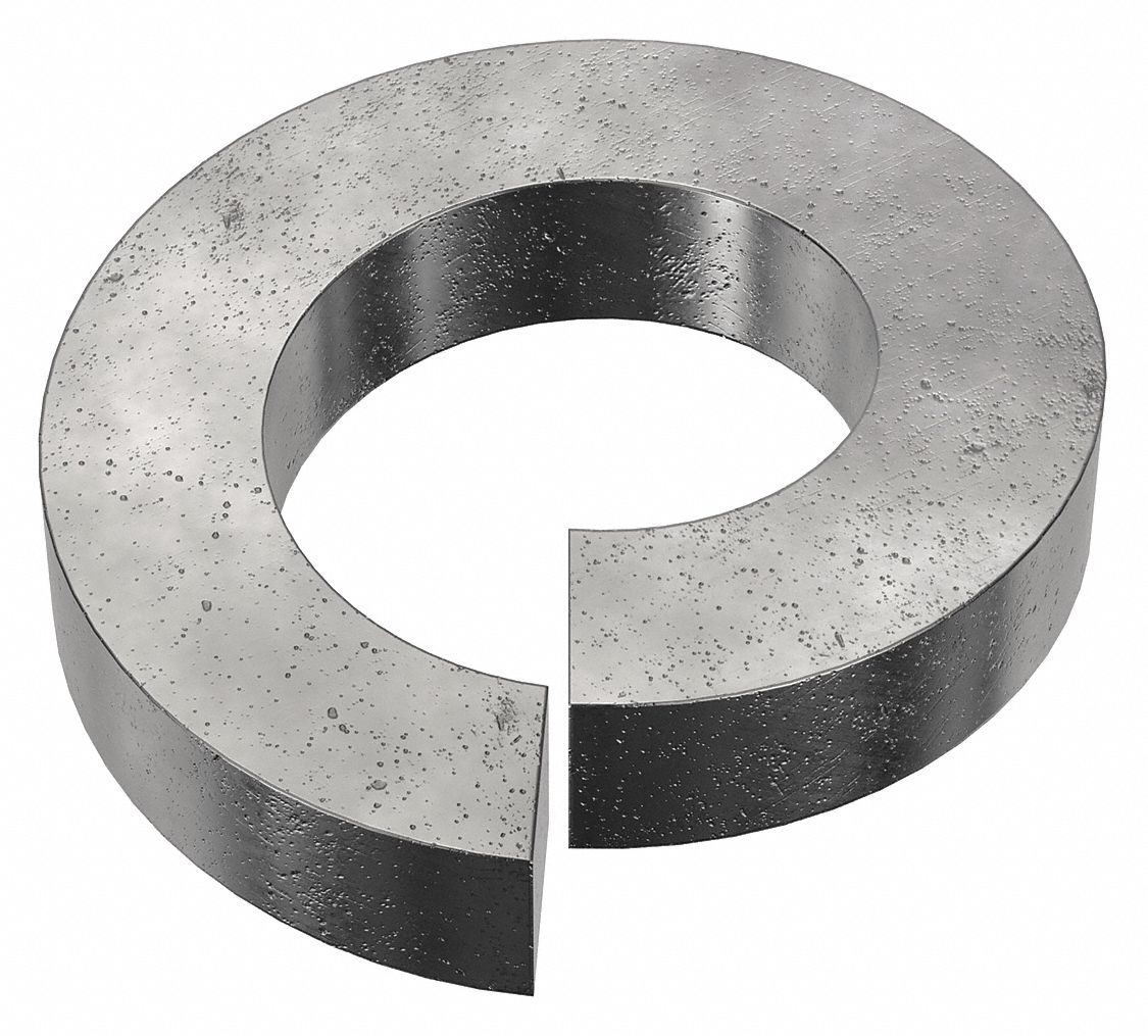 Split Lock Washer: Steel, 1 1/4 in Screw Sz, 1 1/4 in Max. Inside Dia, 27/64 in Max Thick, 10 PK